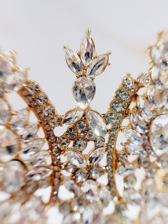 Gold Crystal Crown Tiara, Birthday Queen Crown, Quinceanera Crown, Prom Crown main image 5
